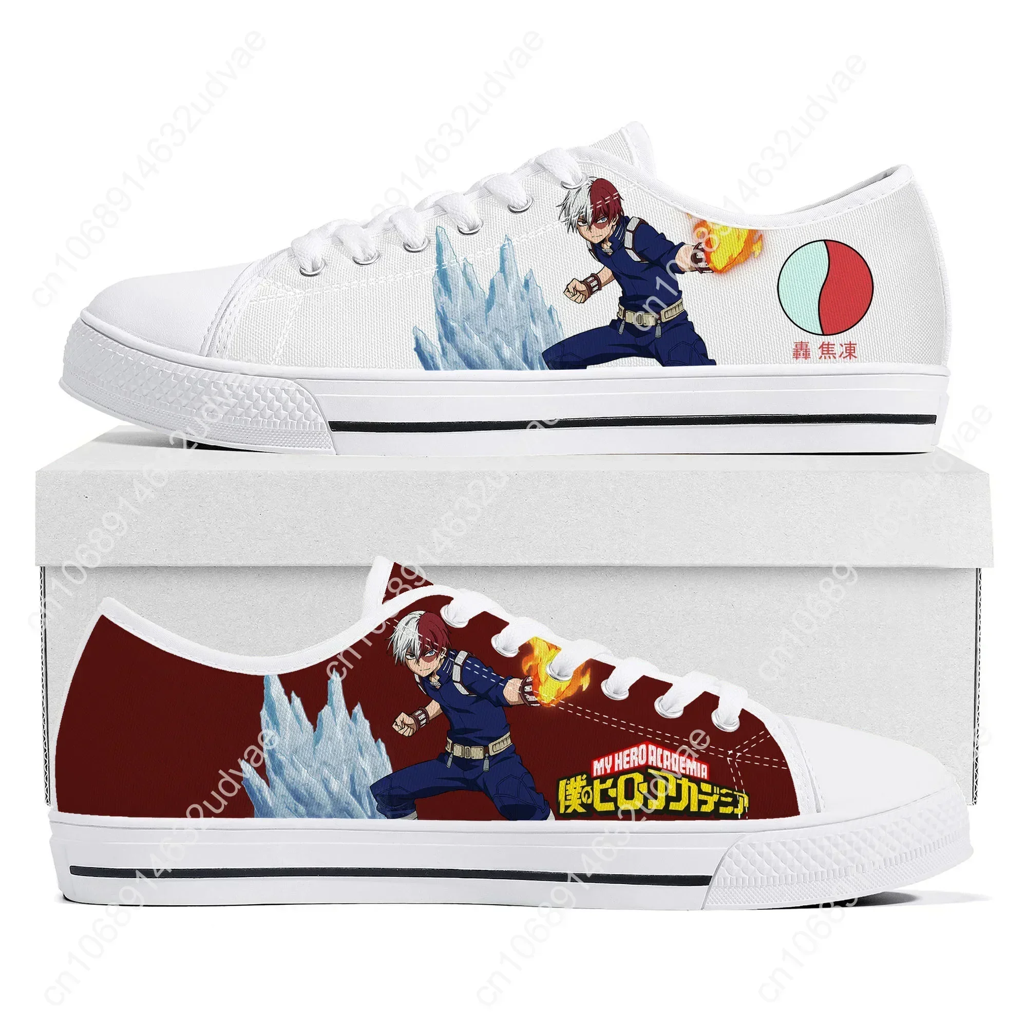 Shoto Todoroki My Hero Academia Low Top Sneakers Mens Women Teenager High Quality Canvas Sneaker Casual Couple Shoes Custom Shoe