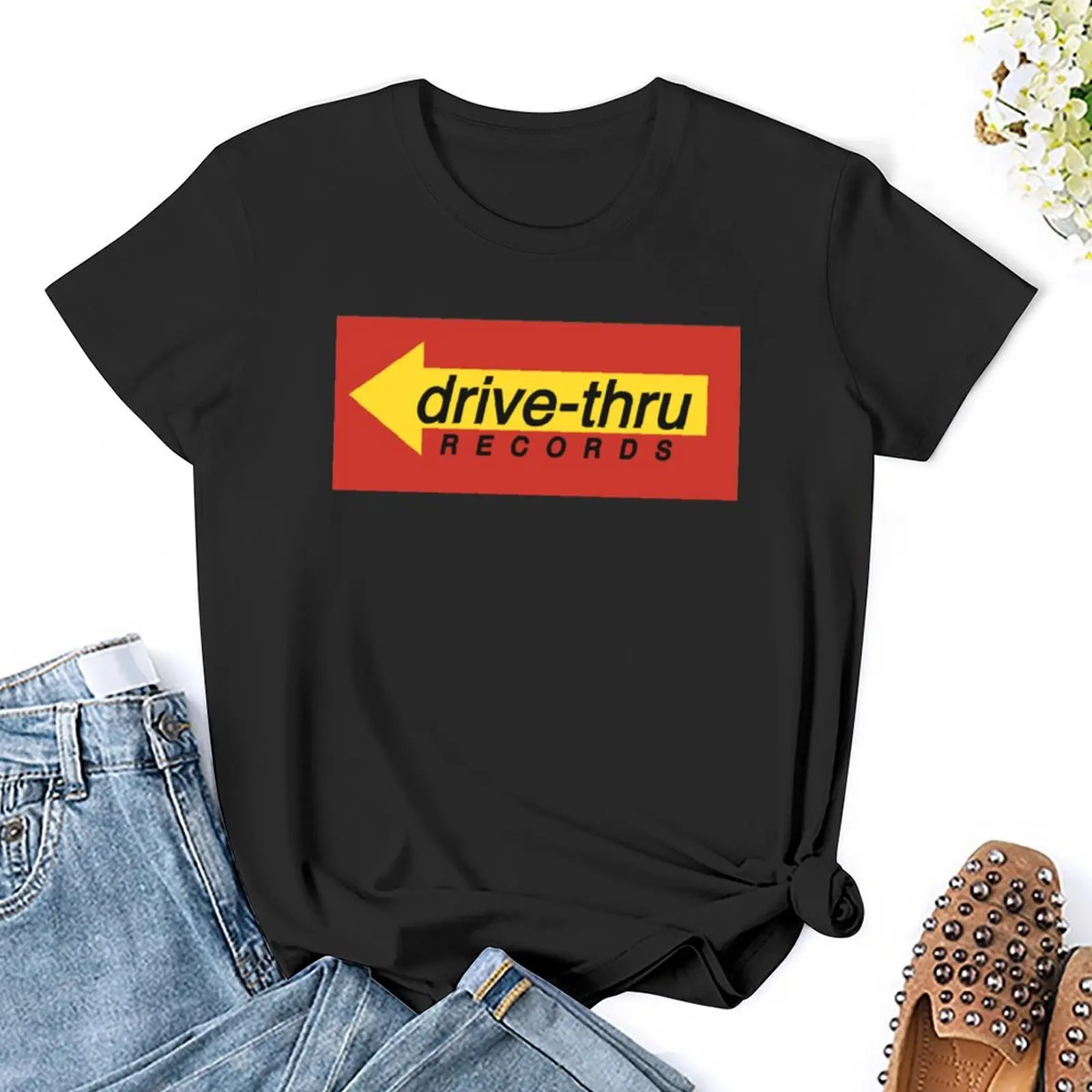 Camiseta con logotipo de Drive Thru Records para mujer, camisetas gráficas, camiseta para mujer