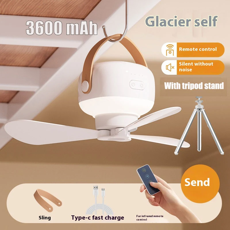 Portable Ceiling Fans Rechargeable LED Electric Fan Night Lamp 선풍기 Outdoor Camping Fan Hanging Fan Light with Remote Control