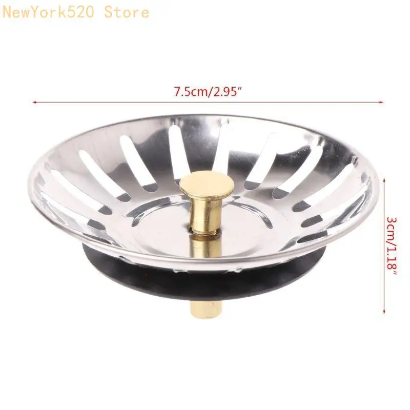 Kitchen Stainless Steel Basin Drain Dopant Sink Strainer Basket Waste Filter N84C