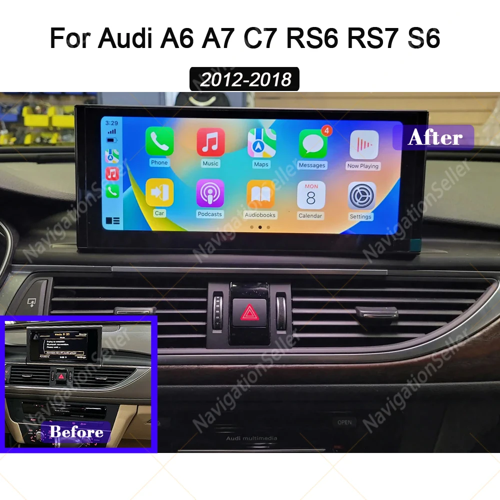 

Carplay Screen Autoradio For Audi A6 A7 C7 RS6 RS7 S6 RMC MMI 2012-2018 Android Multimedia Navigation Gps Android Auto Stereo BT