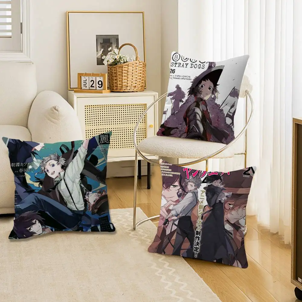 Japanese Anime Bungo Stray Dogs Pillow Gift Home Office Decoration Bedroom Sofa Car Cushion Cover case 45x45
