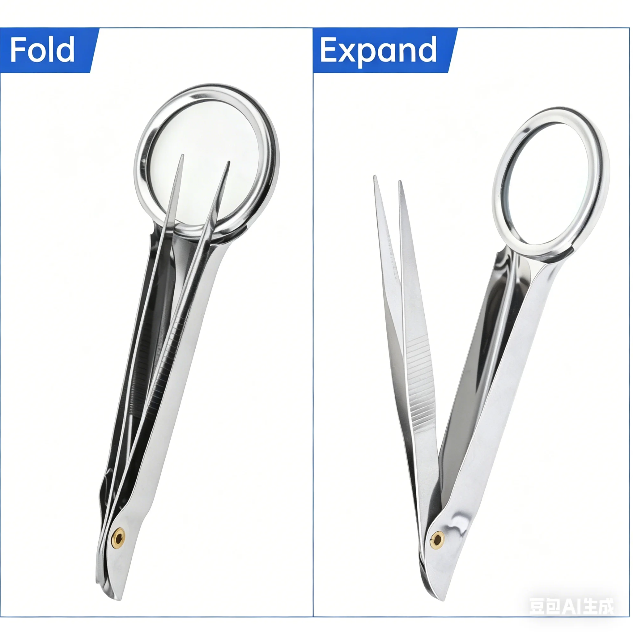 Magnifying Glass Tweezers Splinter Tweezers with Magnifying Glass Handheld Magnifier Forceps Portable Repairing Loupe Tool