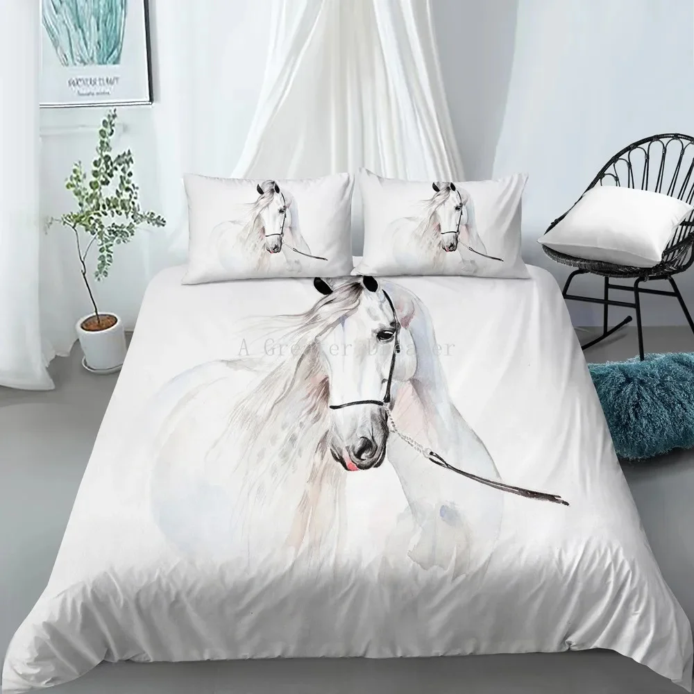 

Horses Printed Duvet Cover Bedspread Set Twin Full Queen King Bedding Comforter Soft Quilt Cover Pillowcase Animals Home Textile