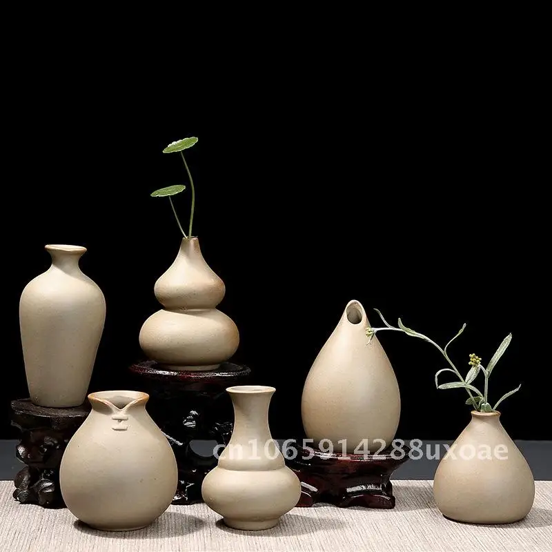 

Creative Ceramic Small Flower Vase Small Ornament Flower Utensils Coarse Ceramic Mini Hydroponic Flower Vase Desktop Ornament