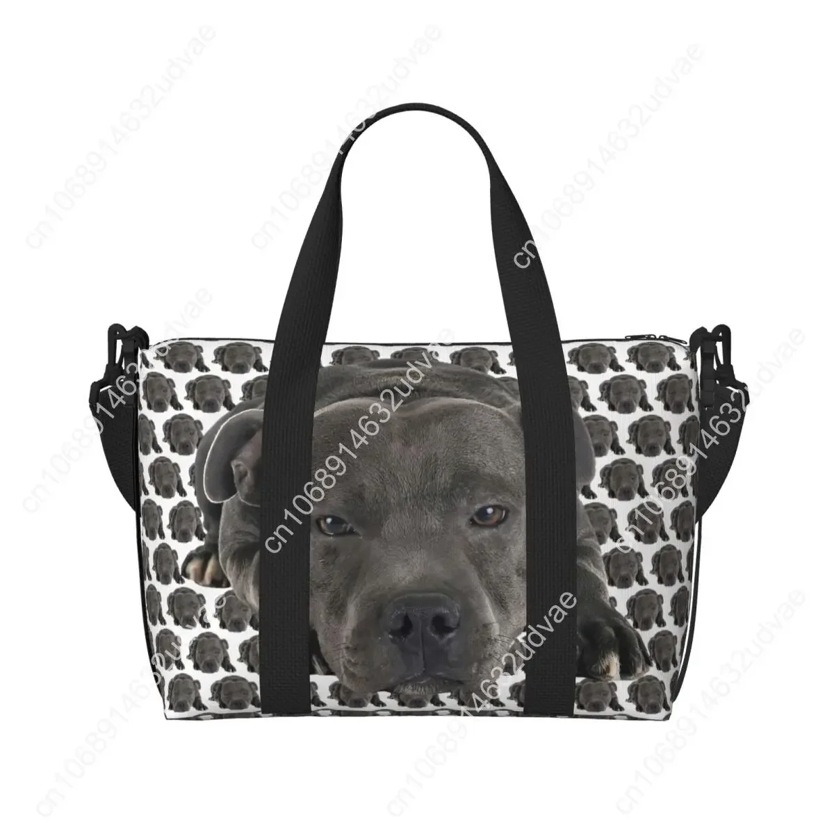 Custom Staffordshire Bull Terrier Dog Beach Tote Bag Women EBT Cute Love Big Compartment Gym Beach Travel Bags