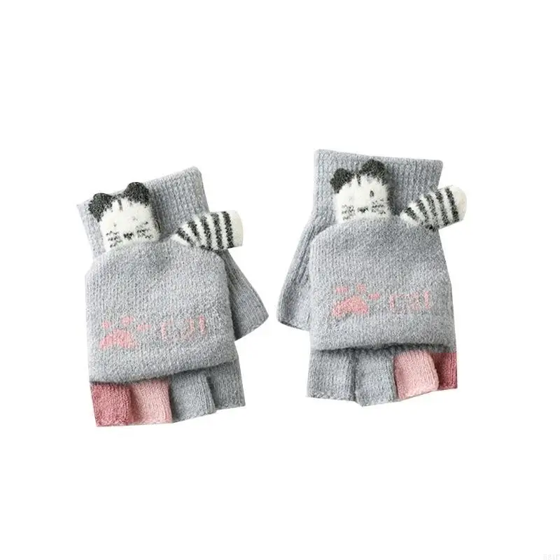 

581F Children Winter Mittens Knitted Wool Gloves Clothing Accessories 3-5Y Kid Gloves