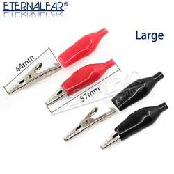 Large 45MM Metal Alligator Clip Crocodile Electrical Clamp for Testing Probe Meter Black and Red with Plastic Boot