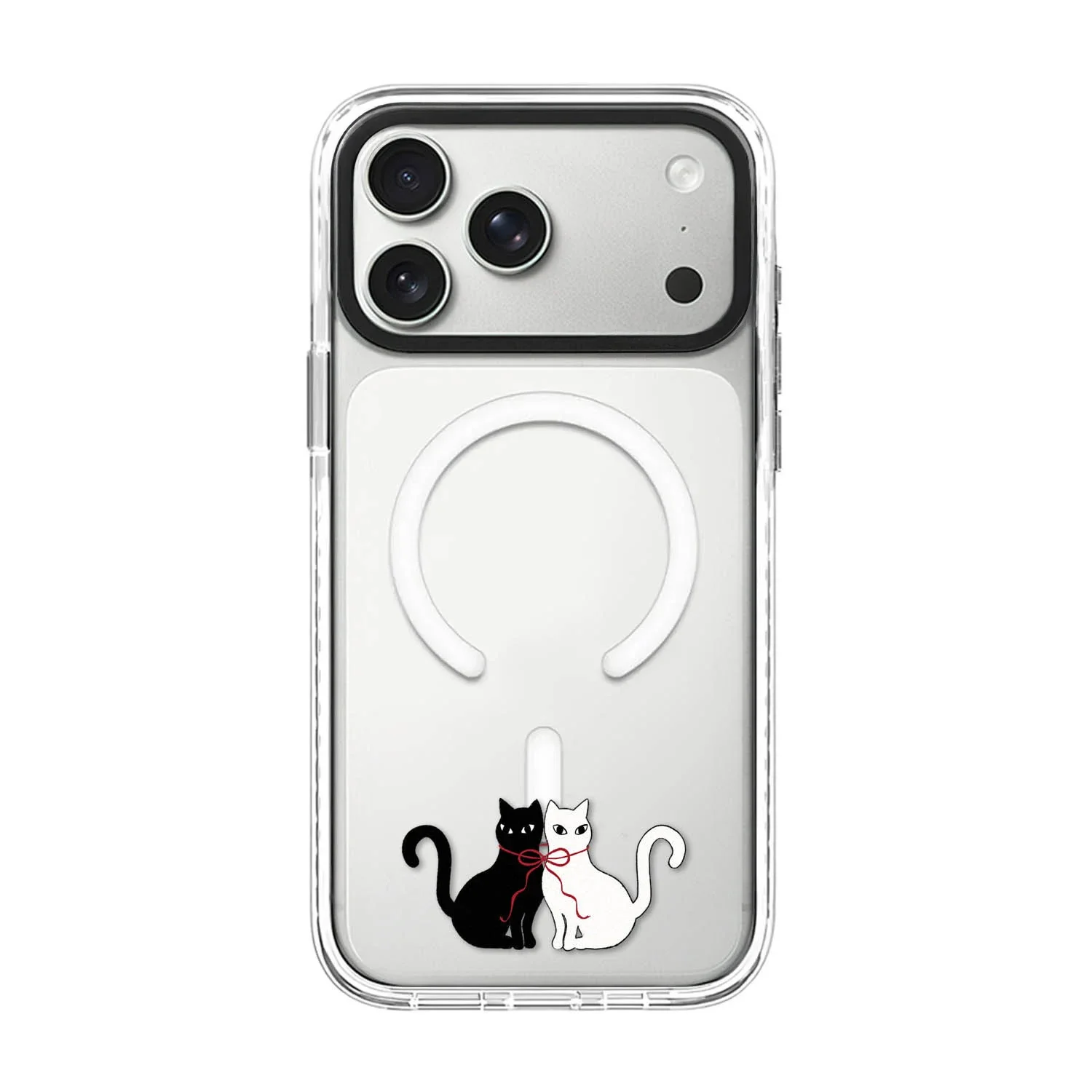 

Cute Minimalist Couple Cat 2.0 Acrylic White Border Phone Cover for IPhone 12 13 14 15 16 17 Pro Max Case for IPhone 17 Air