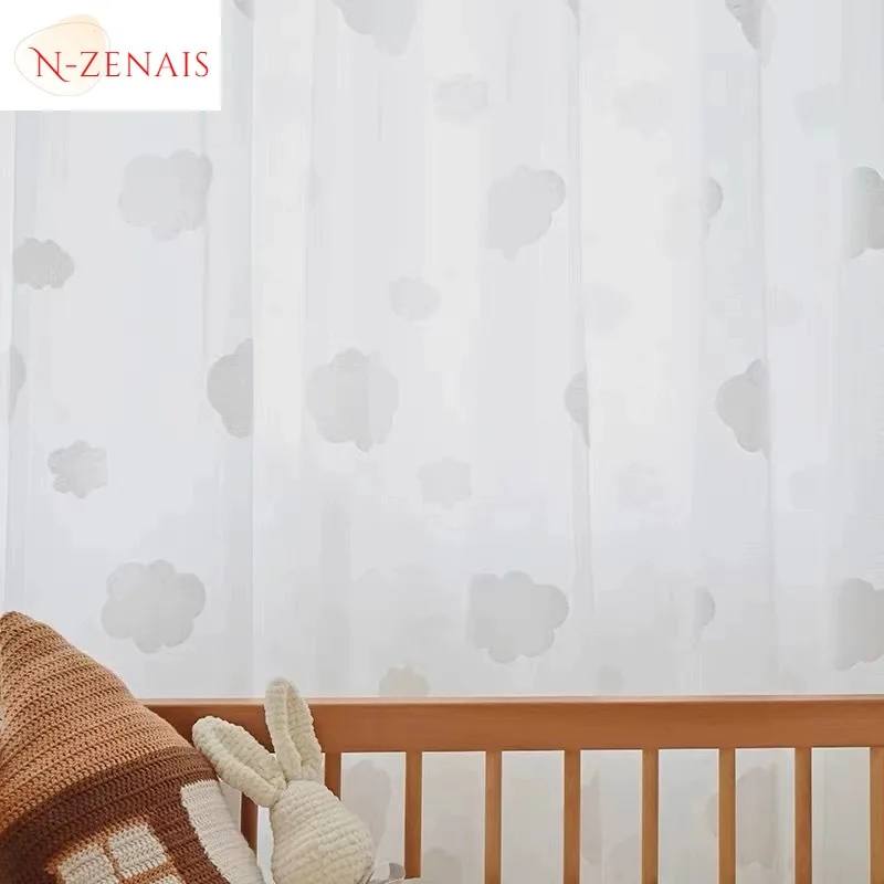 

Luxury Thickened Light-transparent and Opaque Cloud Children's Cartoon with Gauze White Floor-to-ceiling Pastoral Bay Window