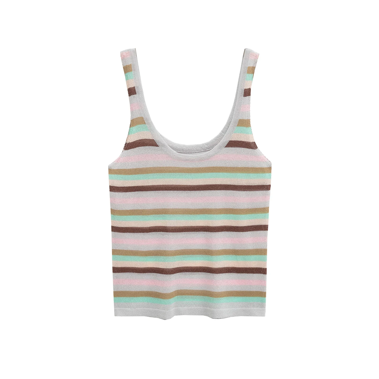 

Versatile Lazy Sle Metal Color Line Pattern Top Women's Loose Fit ort Sve Polyester Summer Faion Casual Outerwear