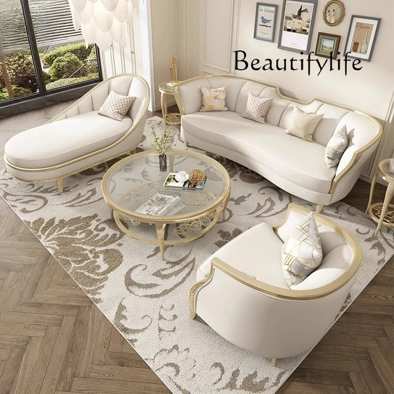 

French light luxury living room combination simple arc cream style designer fashion high sense home