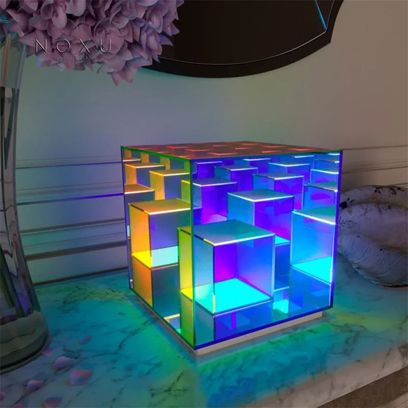 OUFULA Modern Table Lamp Creative Decoration LED Square Color Cube Atmosphere Light For Home Bed Room