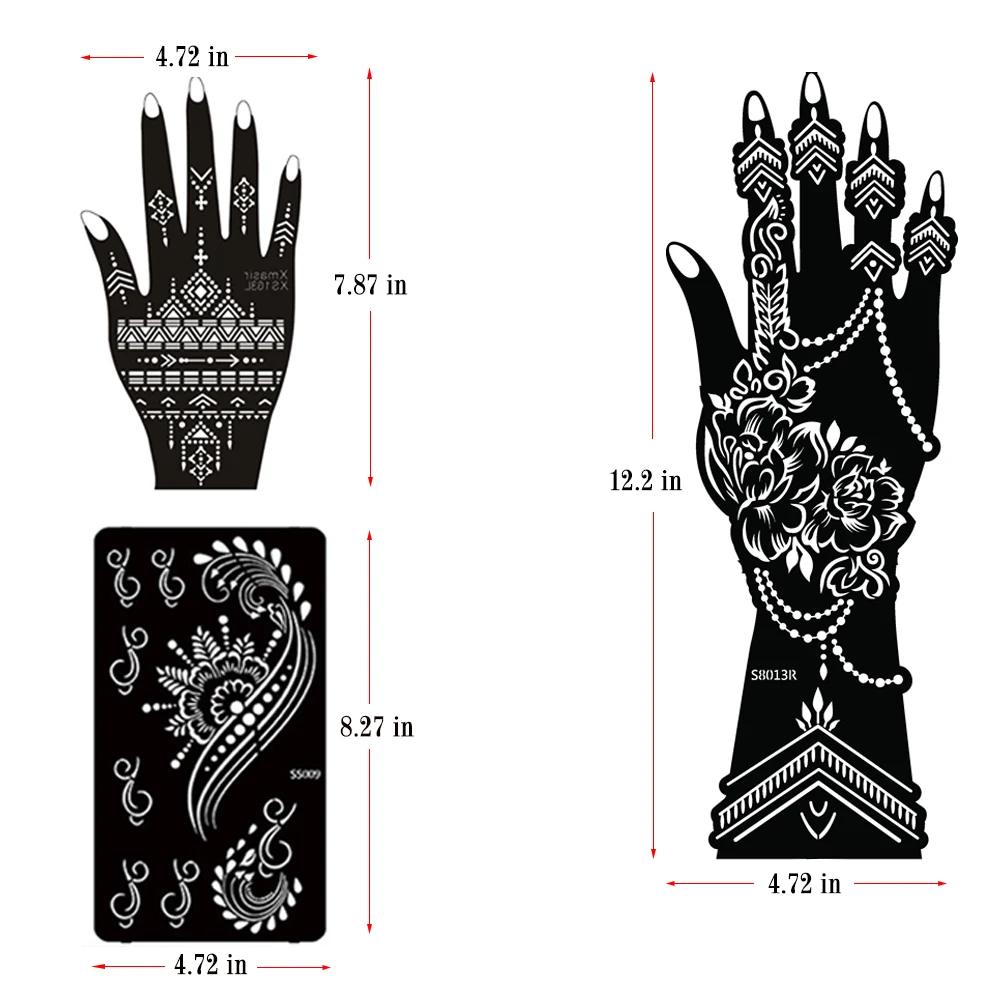 12 Sheets Temporary Tattoo Stencil Henna Tattoo Stickers Kit Hand Arm Airbrush Tattoo Template for DIY Body Art Sticker