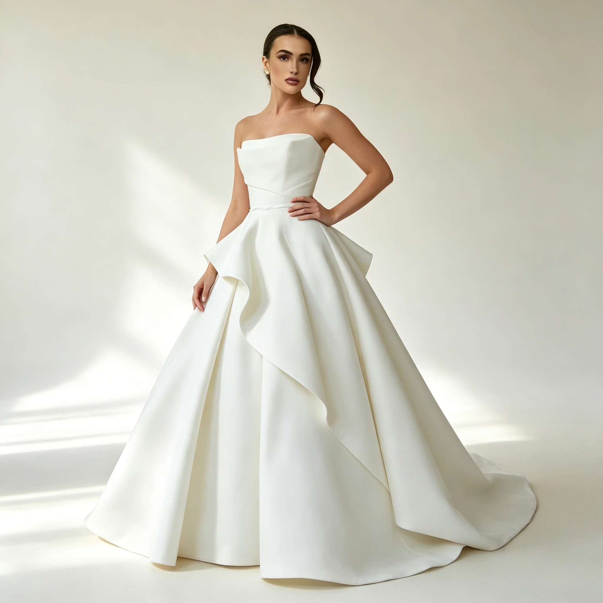 Customized Elegant Strapless Wedding Dresses 2026 Pleated Backless Beach Bridal Gowns Sweetheart Random Ruched White Bride Dress
