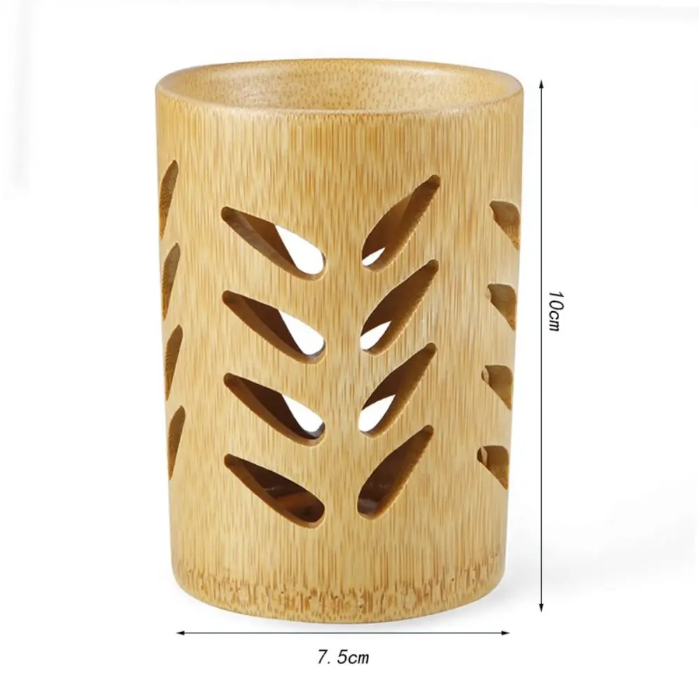 Bamboo Toothbrush Holder Natural Toothbrush Cup Pens Holder Toothpaste Holder for Bathroom