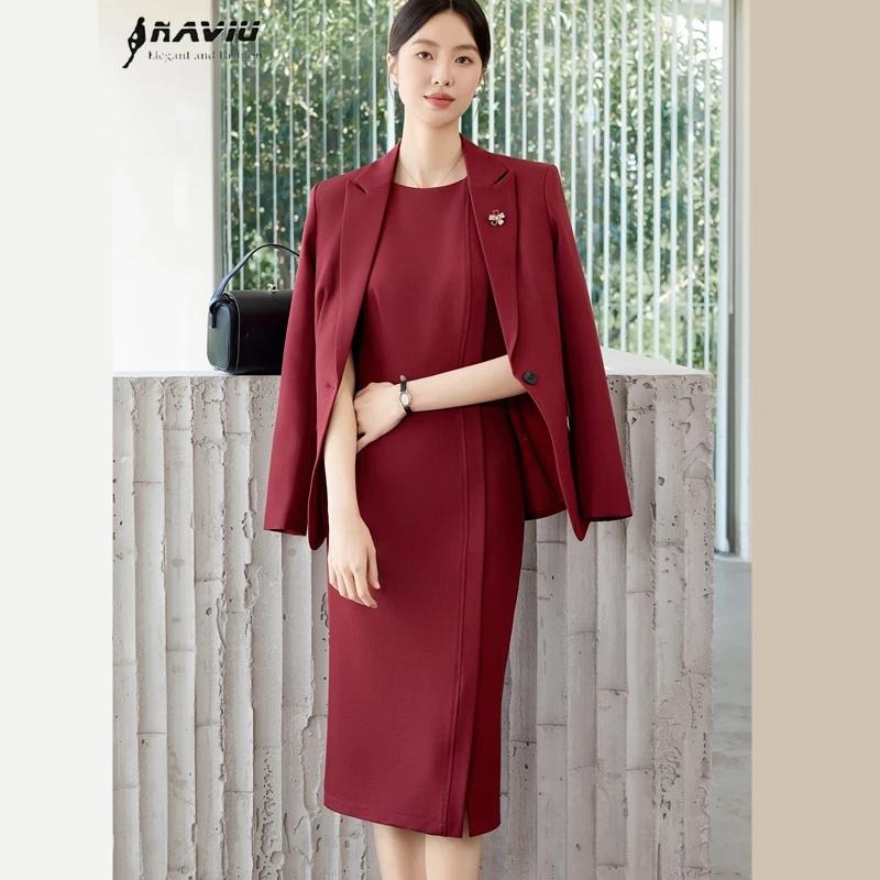 

NAVIU профессиональный женский костюм с длинными рукавами, платье для похудения, рабочая одежда, Новое поступление, осенний элитный пиджак и платье