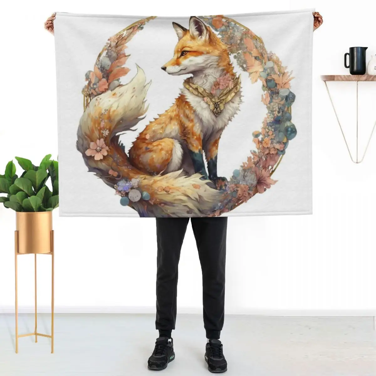 two tailed fox Throw Blanket Thins Bed linens Personalized Gift Hair Multi-Purpose Sofa Blankets
