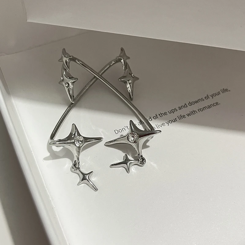 Fashion Star Clip Ear Cuff Earrings for Women Zircon No Piercing Trendy Ear Clip Gothic Irregular Earcuff Earring Jewelry