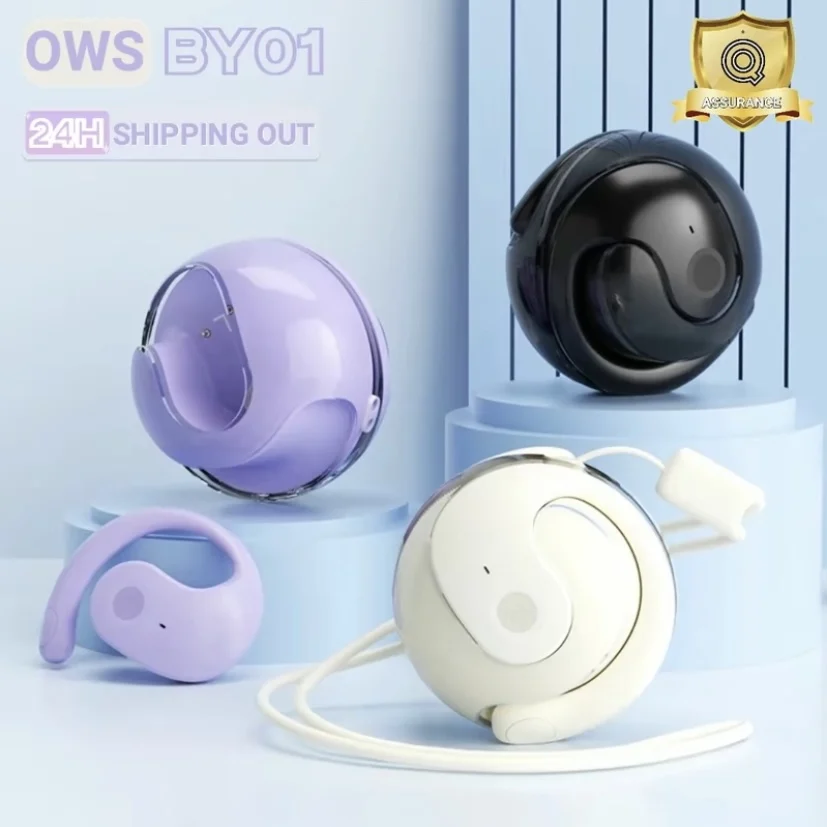 Auriculares OWS BY01 de calidad de sonido HiFi, inalámbricos, compatibles con Bluetooth, auriculares no colgantes IPX5, resistentes al agua con gran capacidad Ba