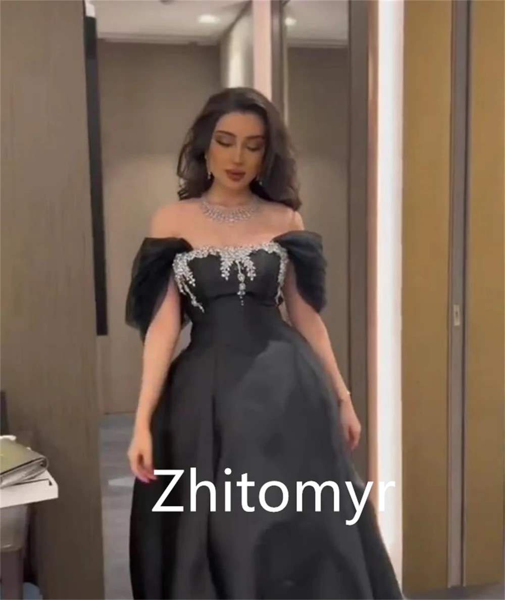 Customized Ball High Quality Elegant Off-the-shoulder Gown Party Dresses Paillette / Sequins Tulle Floor Length S Evening