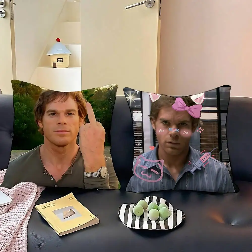 

TV D-Dexter Cute Meme Pillow Case Throw Pillow Cover Nordic Vintage Style Cushion Covers Home Living Room Sofa Couch Seat Deco