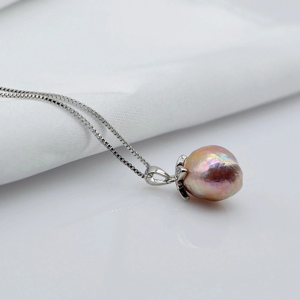 Women's Pendant Necklace Charming Purple Natural Pearl Pendant Baroque Pendant Necklace, Girly, Gift, Party Ornament