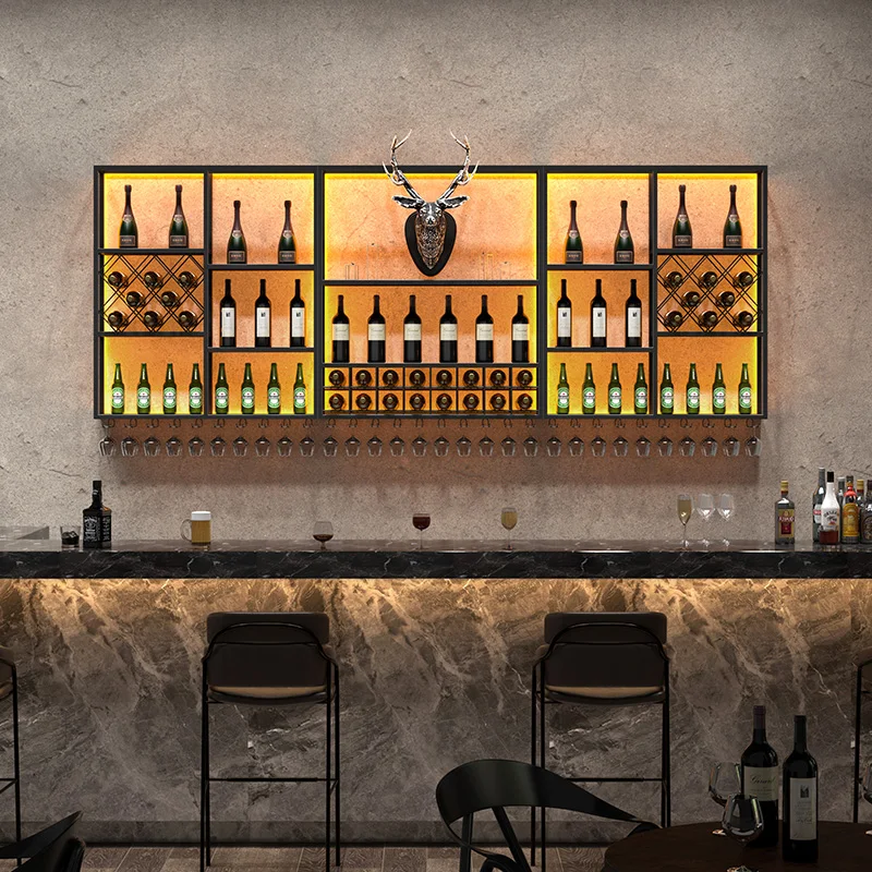 

Qing бар бар винный шкаф на заказ красная винная стойка пивная витрина бар винная стойка настенная подвесная промышленный стиль