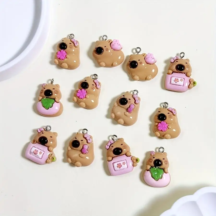 1/5/10/20/50/100pcs Units, Mixed Colors, Random Simulation, Capybara, Micro, Cute Cartoon, Resin Pendant, Handcrafted Jewelry, C