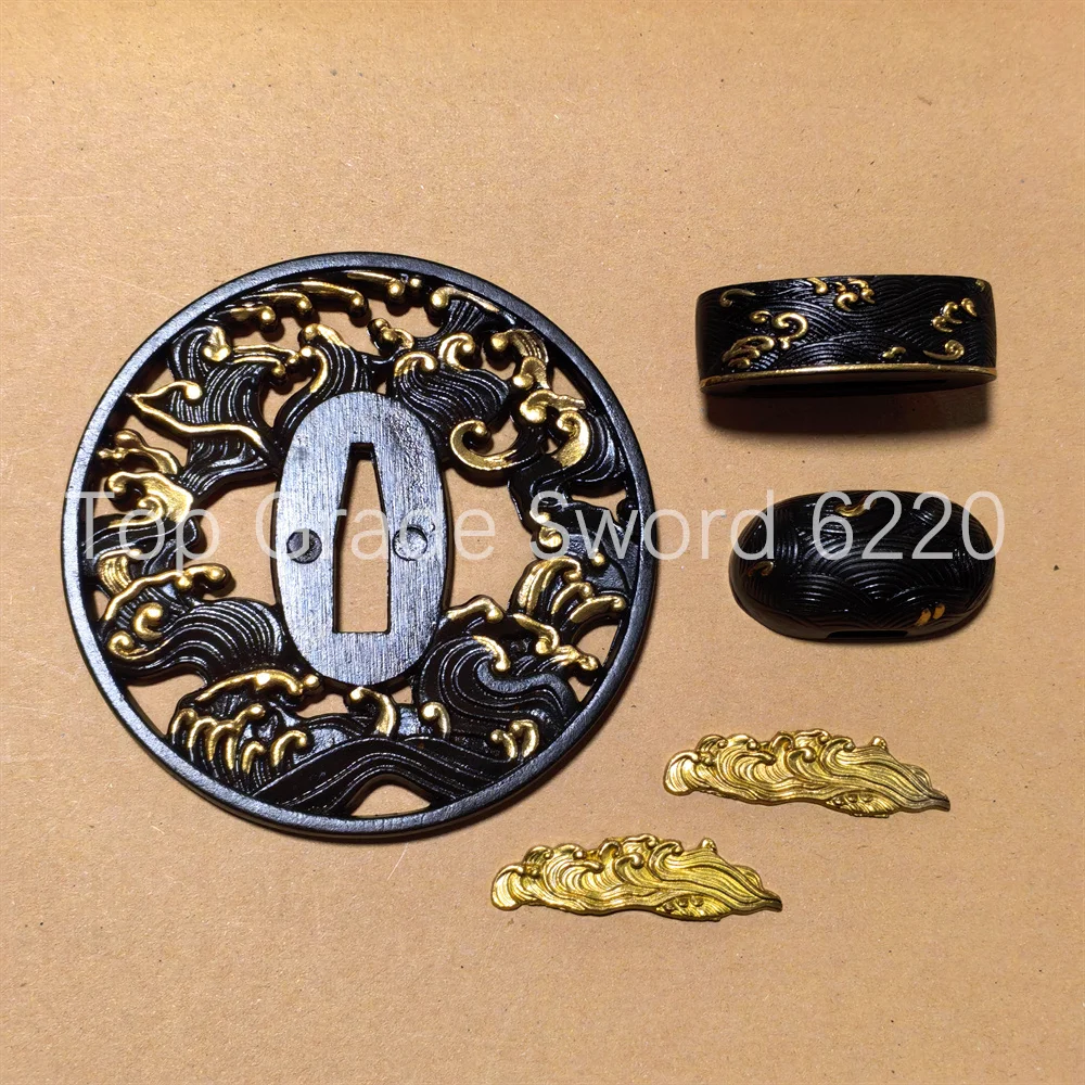 A Set Nice Copper Brass Glod Plated Silver Tsuba Handguard Fuchi Kashira Menuki For Real Japan Samurai Katana Sword Fittings