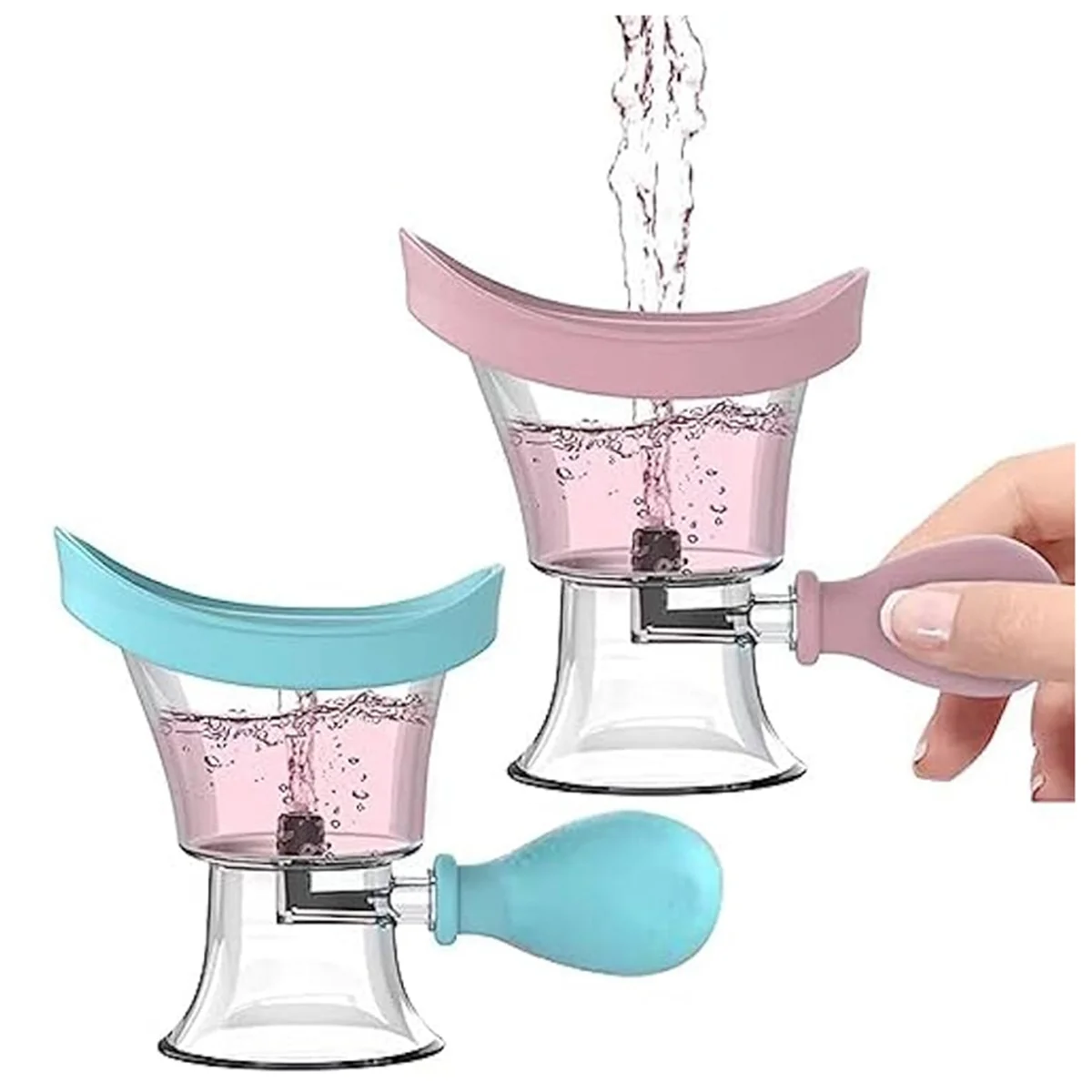 2Pcs Eye Wash Cup, Eye Wash Cleaner Kit Manual Air Pressure Eye Cleaning Cup Tool Eye Rinse,Silicone Eye Bath Cup