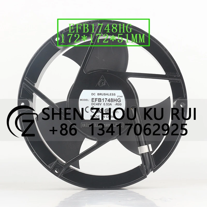 

Delta 5V 12V 24V DC 48V 0.53A AC EC 17251 172X172X51MM 17CM Whole circle communication device chassis EFB1748HG-R00 cooling fan