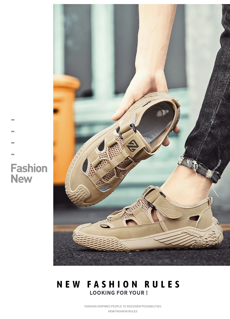 Große Sandalen für Herren, neues Sommermodell, trendig, vielseitig einsetzbar, lässige Sportsandalen, bequeme Sandalen mit weicher Sohle und hohlem Design für den Strand. – Detail 9