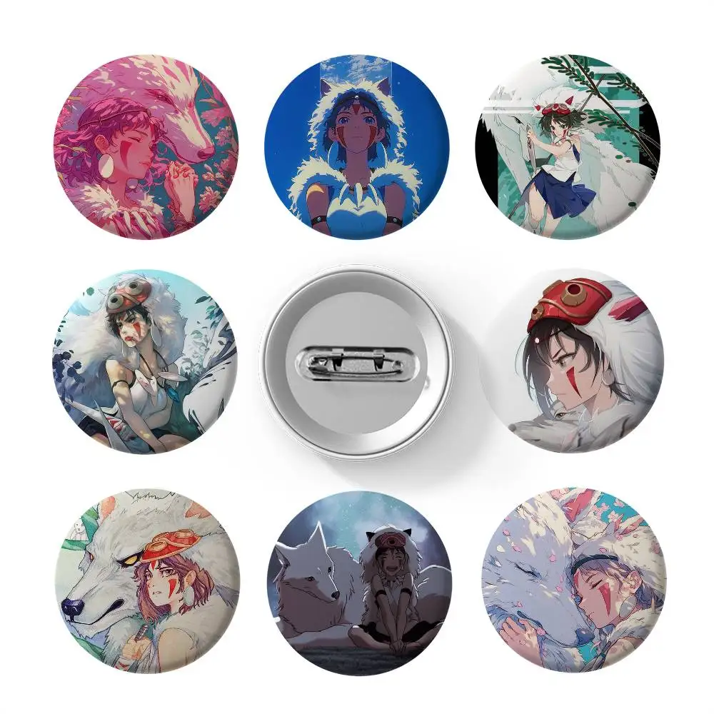 Insignias de Anime p-princess m-mononoke, broches redondos exquisitos, alfileres creativos para ropa, sombrero, mochila, accesorios de regalo