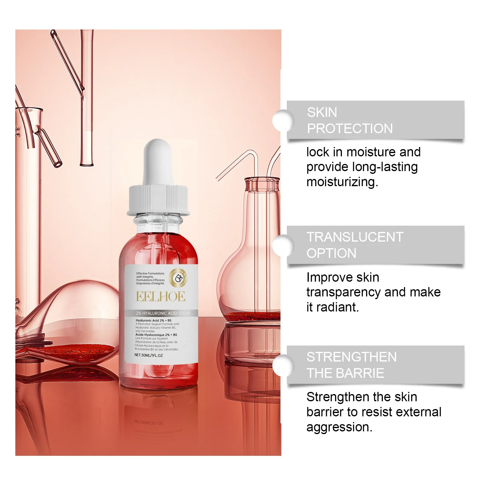 EELHOE Hyaluronic 2% + B5 Beauty Face Serum Hyaluronic Acid Essence Vitamin B5 Nawilżający Nawilżający Odżywczy Korea Pielęgnacja Skóry