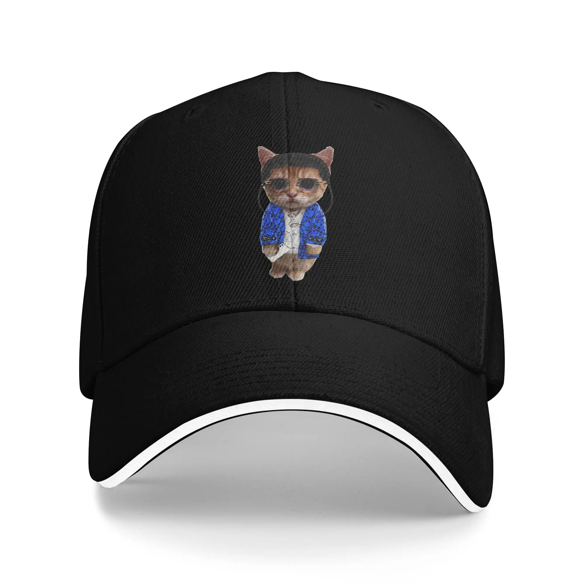 Cute Cat Blue Jacket Sunglasses Baseball Cap  Men Design Trucker Hat High Quality Kpop Rock Baseball Caps Gift Idea