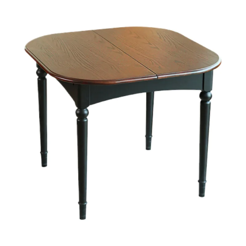 Solid wood retractable dining table, home retro round table, new dining table