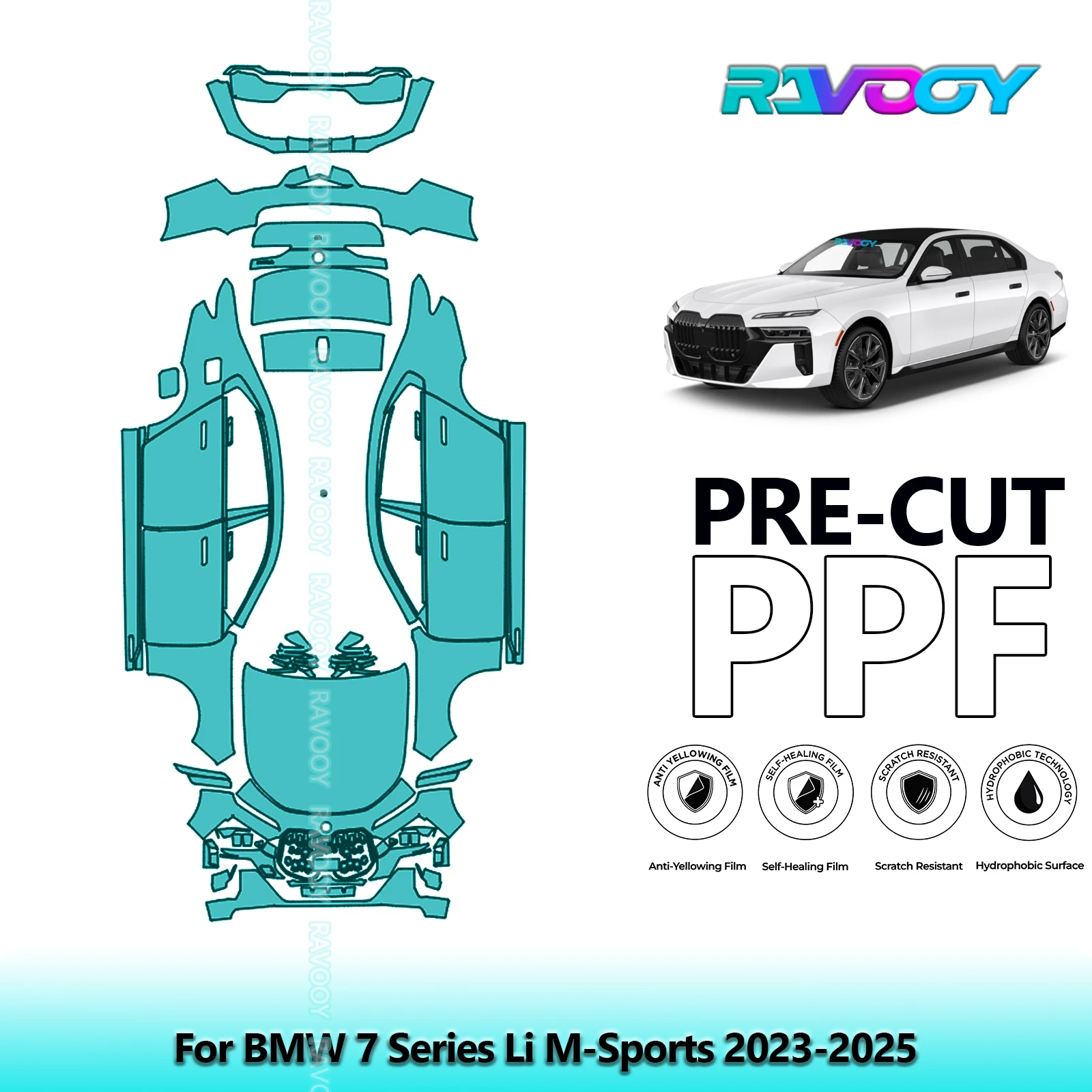 

Precut PPF Paint Protection Film Full Vehicle For BMW 7 Series Li M-Sports 2023-2025
