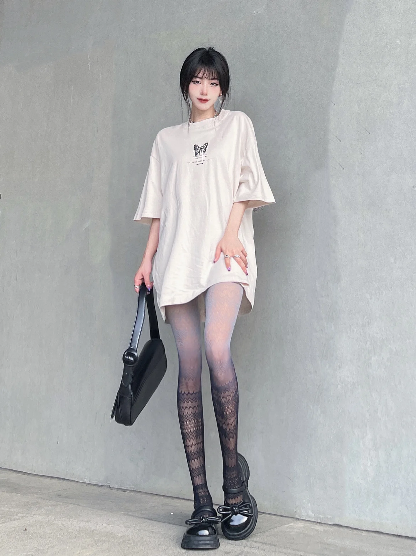 Frauen Anime Farbverlauf Strumpfhosen Mode Muster Fishnet Strümpfe Sexy Harajuku Strumpfwaren Nylon Weibliche Bunte Kawaii Strumpfhosen – Detail 1
