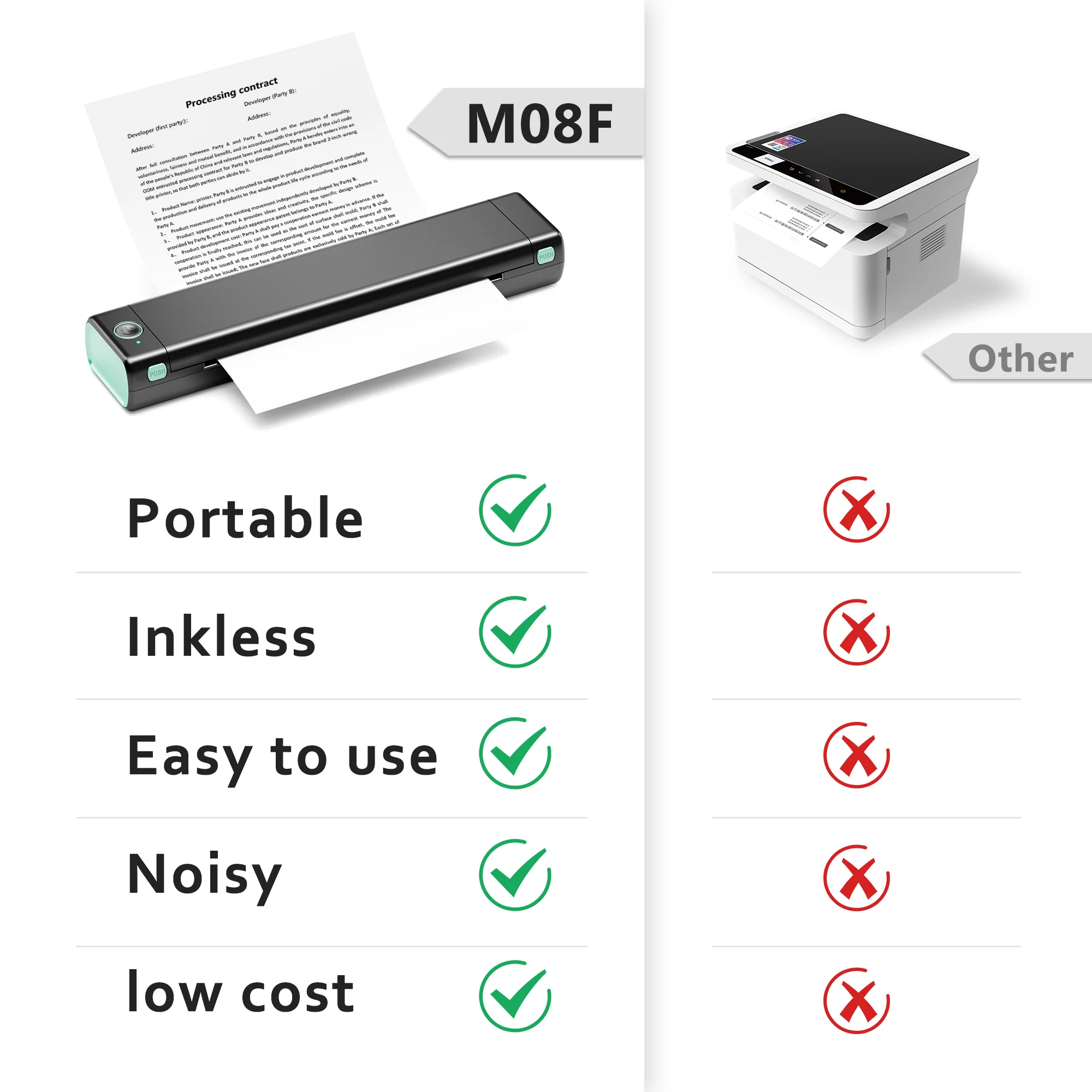 Phomemo M08F Wireless A4 Portable Thermal Printer Inkless Mini Mobile Printer For Business Contract Tattoo Stencil Copier