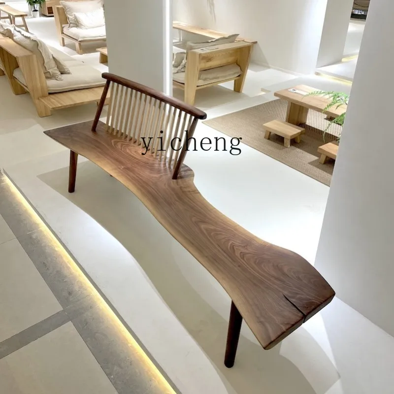 

LX Walnut Large Solid Wood Log Irregular Long Bench