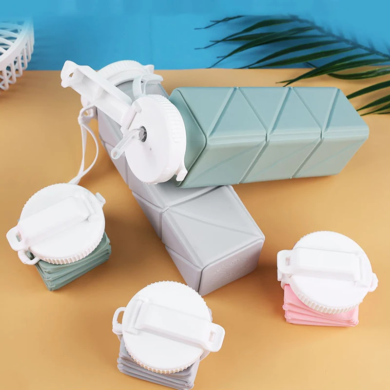 Silikonowa składana butelka dla dorosłych Przenośne plastikowe kubki wielokrotnego użytku Wysuwane kubki podróżne Fitness Outdoor Butelka na wodę