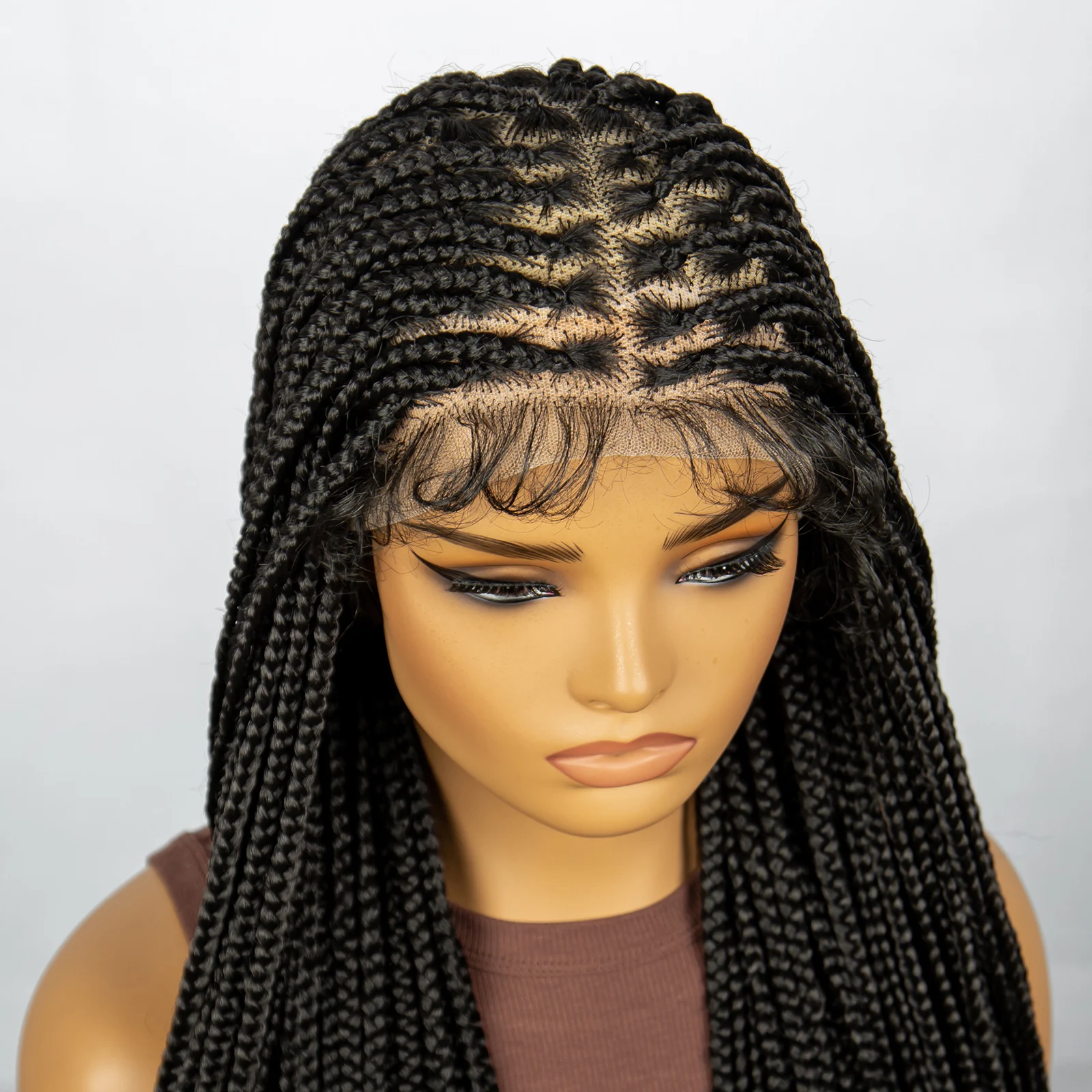 Full Lace Box Braided  Wigs for Women with Baby Hair 32 Inches Braids Wigs Brading Hair Wigs Natural Color Knotless Wig