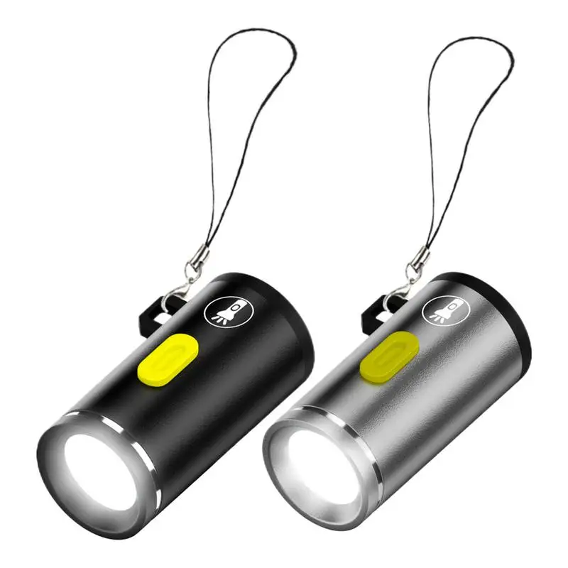 Type-C LED Multifunctional Strong Light Pocket Keychain Flashlight Outdoor Hiking Camping Mini Flashlight Small Pocket Lights