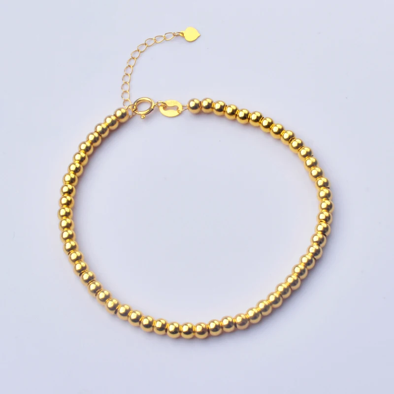 NYMPH Fine Jewelry Pure 18K YellowGold Bracelet Fine Jewelry au750 Ball Fashion Wedding PartvInniversary s575