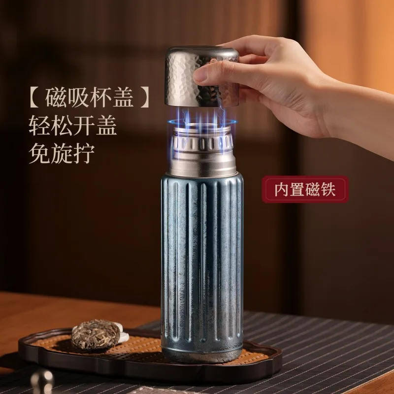 400ml Pure Titanium Thermal Water Bottle With Magnetic Cap And Temperature Display,Double-layer Drinkware,Business Thermos Cup