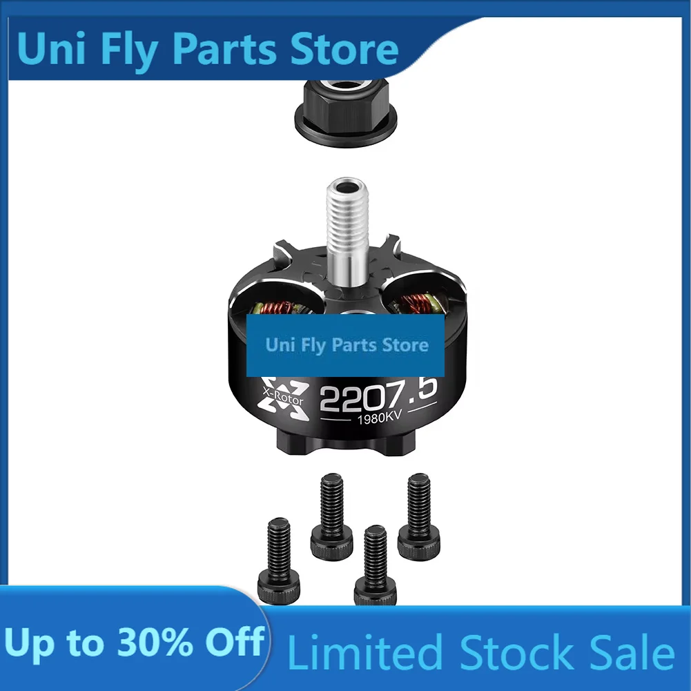 UniFly4pcs Hobbywing XRotor 2207.5 1780KV 1980KV 4~6S Lipo Brushless Motor 5mm Shaft Suitable 5inch Flower Fly Traversing Drone