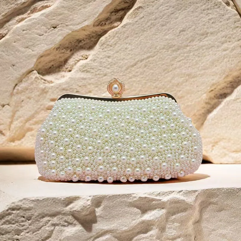 Pearl Embroidery Clutch Bag for Woman 2026 New Ladylike Wedding Party Evening Bag Prom/birthday Ball Gown Matching Hand Bag