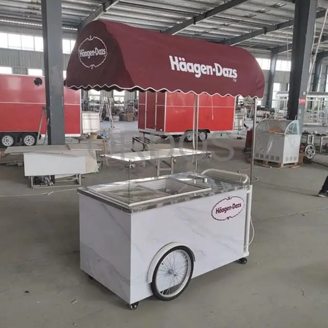 Carrito de helados italiano con estándar europeo, carrito de helados de aplicación Popular en la calle de verano