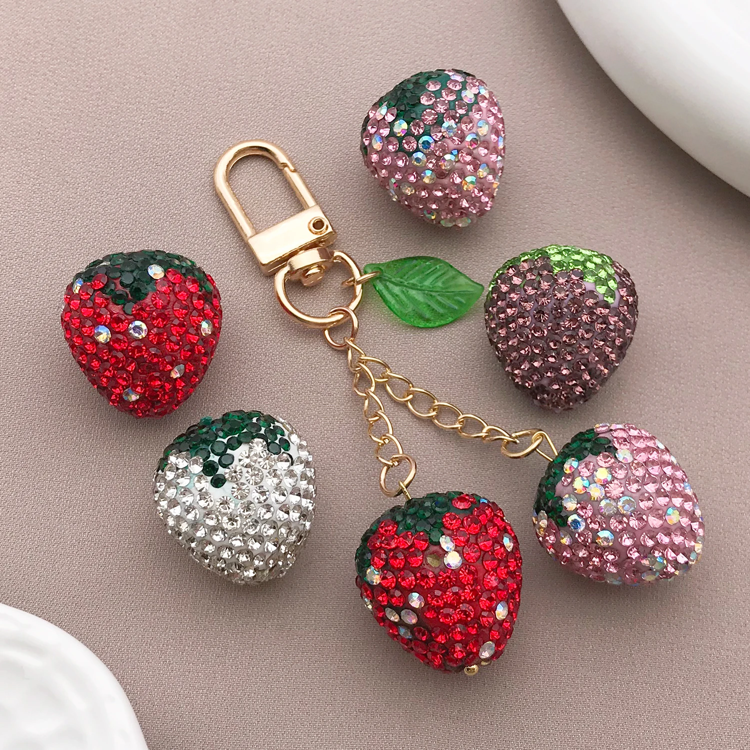 4pcs 22x20mm/18x16mm Big/Small Strawberry Clay Drill Spacing Bead Beads Charms DIY Earrings Necklace Jewelry Pendant
